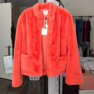 DRA/Anthropologie orange fur jacket TAGS ATTACHED